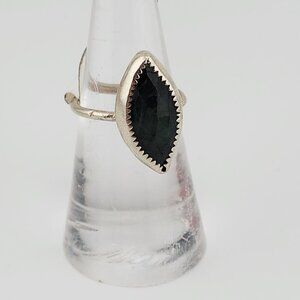 EMERALD HANDMADE RING rose-cut genuine gemstone in sterling silver size 6